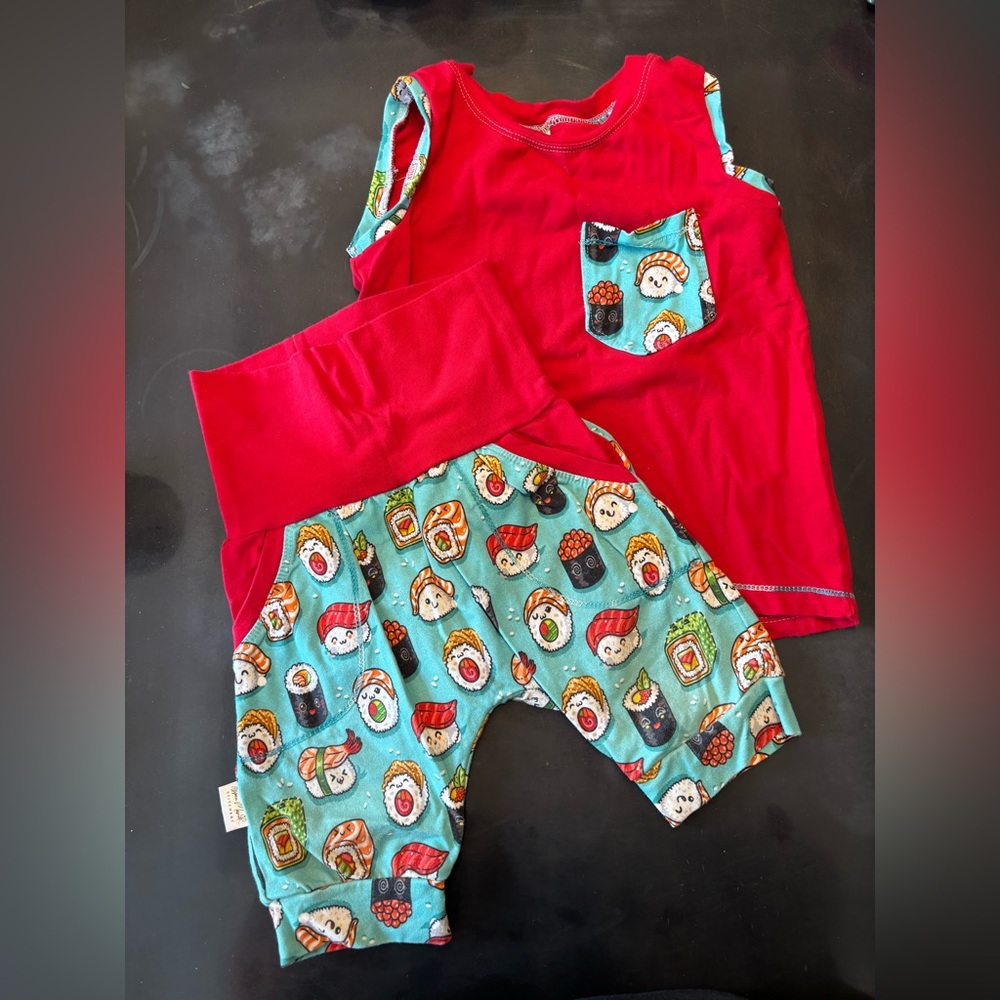 Boutique Small Shop GWM Sushi Print Toddler 2 Piece Outfit Size 1-3year